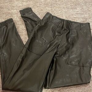 Black Spanx leather joggers
